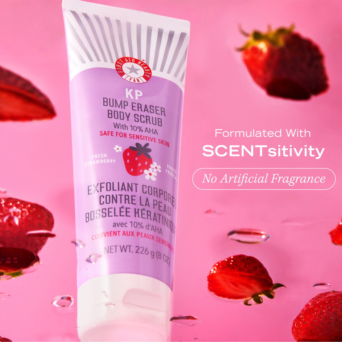 KP Bump Eraser Body Scrub Fresh Strawberry is formulated with SCENTsitivity. No Artificial Fragrance.
