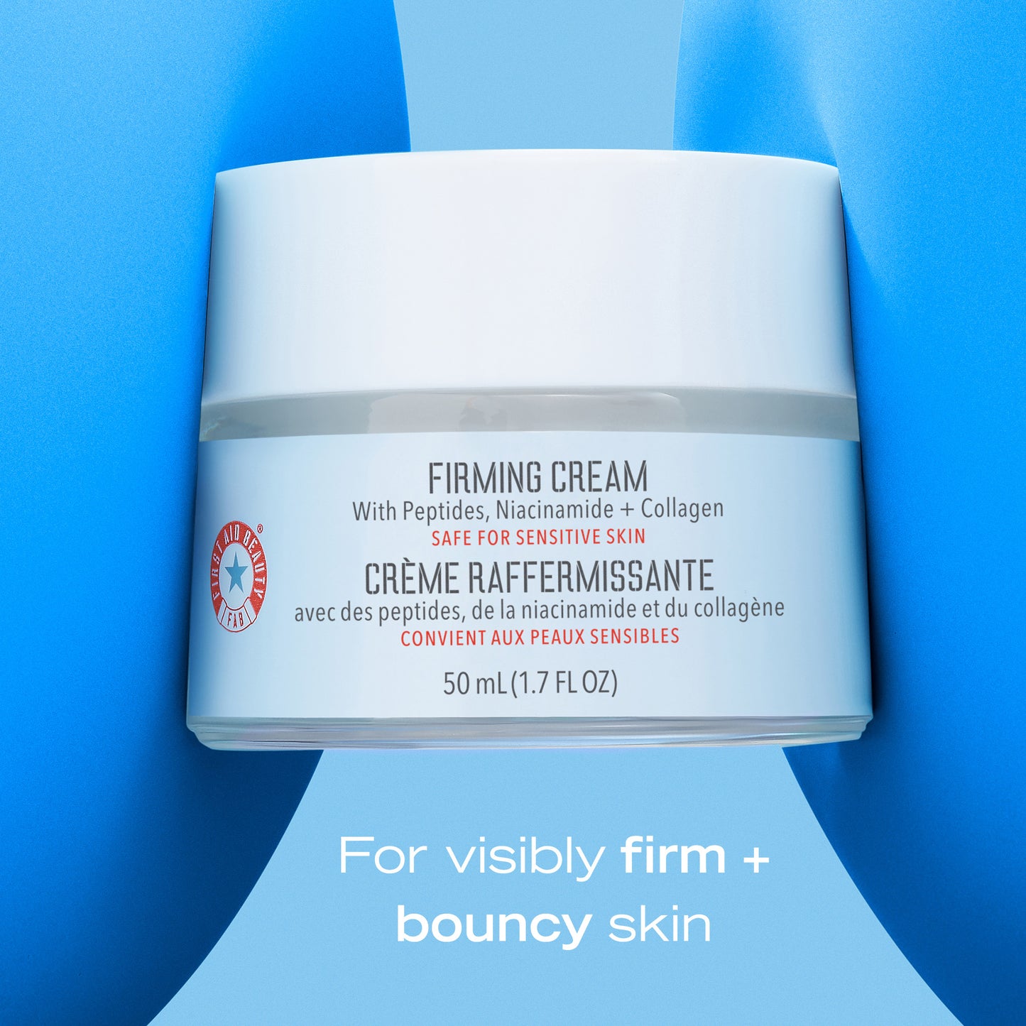 Firming Cream with Peptides, Niacinamide + Collagen. For visibly firm + bouncy skin.