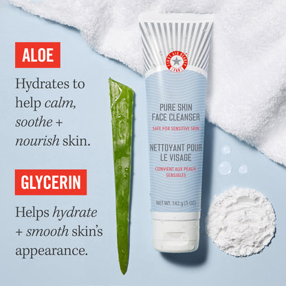 Aloe: Hydrates to help calm, soothe + nourish skin. Glycerin: Helps hydrate + smooth skin's appearance.
